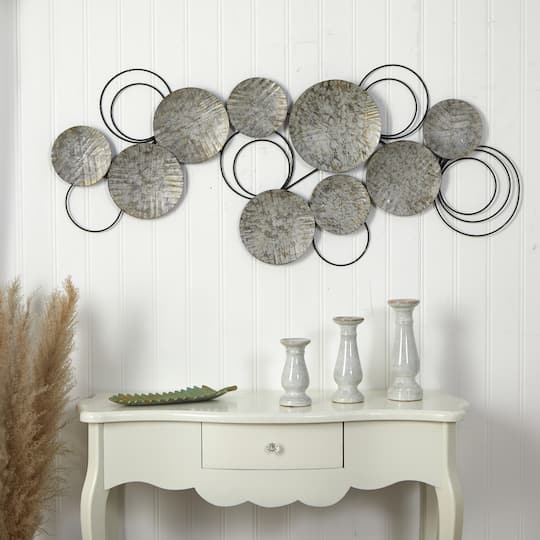 4.5ft. x 2ft. Galvanized Embossed Metal Discs Wall Art Decor